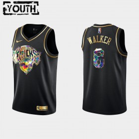 Camisetas Niños New York Knicks Kemba Walker 8 Nike 2021-22 Negro Golden Edition 75th Anniversary Diamond Swingman